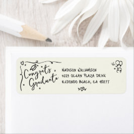 Black Hand Drawn Doodle Graduation Cream Address