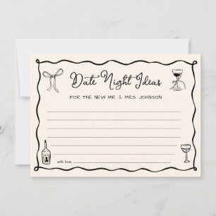 Black Hand Drawn Wedding Date Night Ideenkarte Einladung
