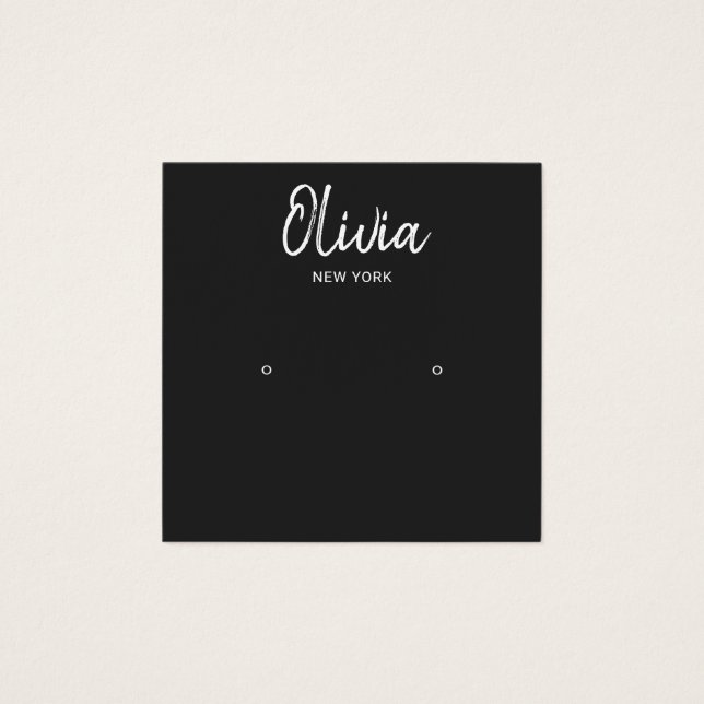 BLACK Handgeschriebene Skriptsteckerkarte Earring  (Vorderseite)