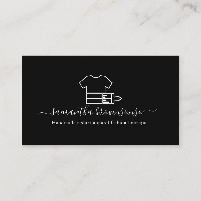 Black Handmade T - Shirt Bekleidung Boutique Visitenkarte (Vorderseite)