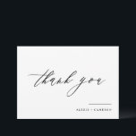 Black Handwriting Calligraphy Wedding Dankeskarte<br><div class="desc">Schicken Sie Dankeschön mit dieser anpassbaren Dankeschön-Karte. Es bietet handgeschriebene Kalligraphie und klassische Typografie. Personalisieren Sie diese Hochzeit Dankeschön Karte durch Hinzufügen Ihrer Details. Diese Kalligraphie Dankkarte eignet sich hervorragend für besondere Anlässe, Geschäftsleute und Privatpersonen.</div>