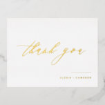 Black Handwriting Calligraphy Wedding Vielen Dank Folien Feiertagspostkarte<br><div class="desc">Schicken Sie uns einen Dank mit dieser anpassbaren Dankbarkeit Postcard. Es bietet handgeschriebene Kalligraphie und klassische Typografie. Personalisieren Sie diese Hochzeit Dankeschön Karte durch Hinzufügen Ihrer Details. Diese Goldfolie danke Ihnen postcard ist perfekt für besondere Anlässe und geschäftliche und private Zwecke.</div>