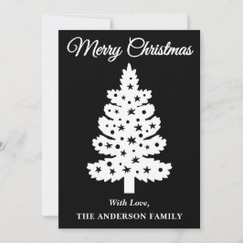Black Handwriting Script Weihnachtsbaum Feiertagskarte