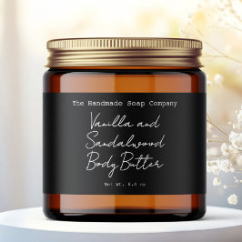 Black Handwritten Typed Look Body Butter Jar Label