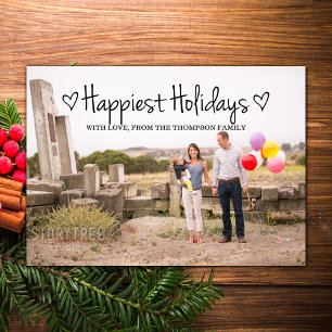 Black Happest Holidays Foto Flat Card Feiertagskarte