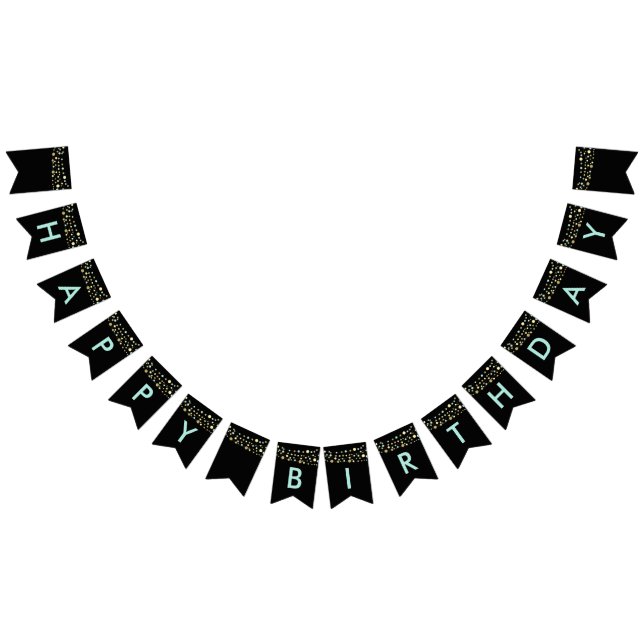 Black Happy Geburtstag bunte Fahnen, Lichter Glitz Wimpelkette (Alle)