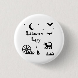 Black Happy Halloween Horror spukhaft Button
