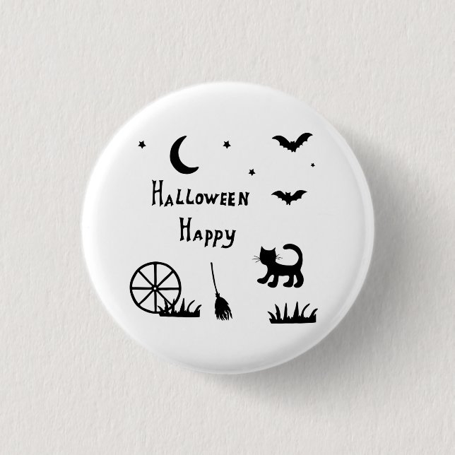 Black Happy Halloween Horror spukhaft Button (Vorderseite)