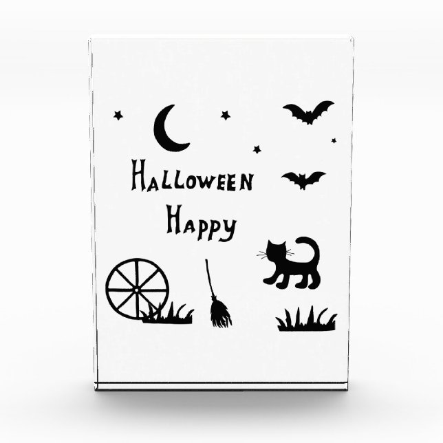 Black Happy Halloween Horror spukhaft Fotoblock (Vorderseite)