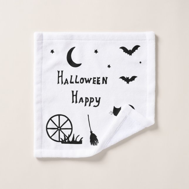 Black Happy Halloween Horror spukhaft Waschlappen (Waschlappen)