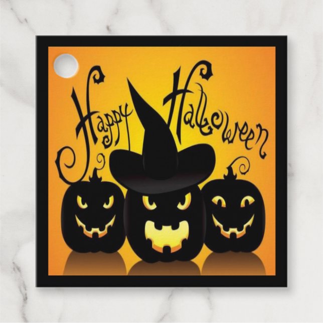 Black Happy Halloween Pumpkins Geschenkanhänger (Vorderseite)