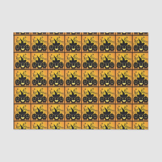 Black Happy Halloween Pumpkins Seidenpapier (Vorderseite)