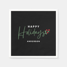 Black Happy Holiday Serviette