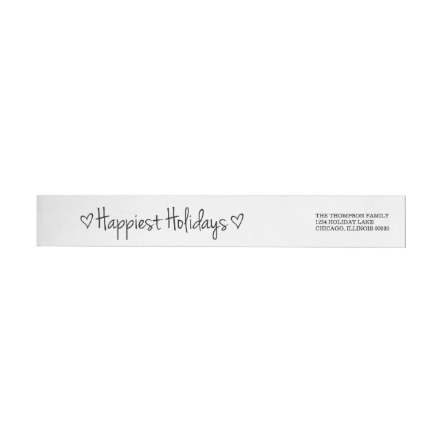 Black Happy Holidays Address Labels (Person)