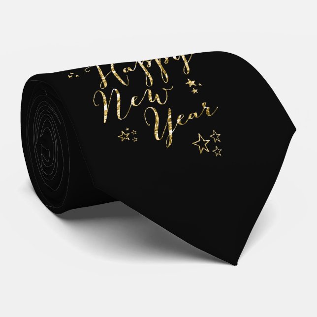 Black Happy New Year Krawatte Gold Foil (Gerollt)