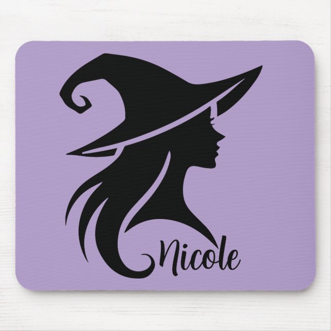 Black Hat Hexe Wiccan Hexen Halloween Mousepad (Vorne)