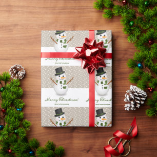 Black Hat Snowman Beige Hintergrund Frohe Weihnach Geschenkpapier