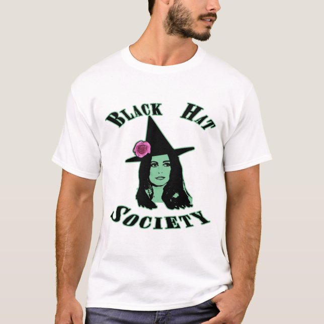 Black Hat Society Halloween Hexe T-Shirt (Vorderseite)