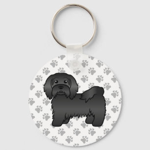 Black Havanese Cute Cartoon Dog Illustration Schlüsselanhänger