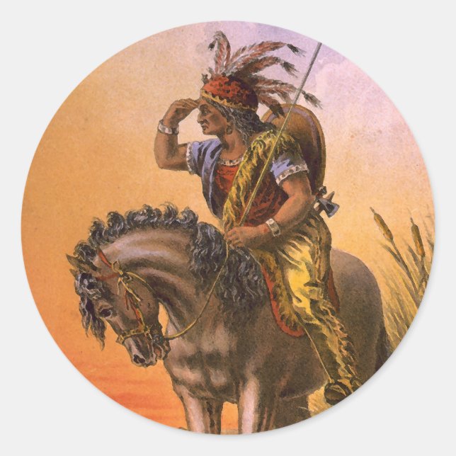 Black Hawk Native Amerikanische Ureinwohner Runder Aufkleber (Vorderseite)
