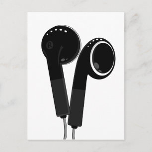 Black Headphone Postkarte