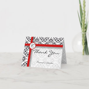 Black Heart Damask SideBorders Danke Karte
