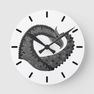 Black heart dragon on white runde wanduhr