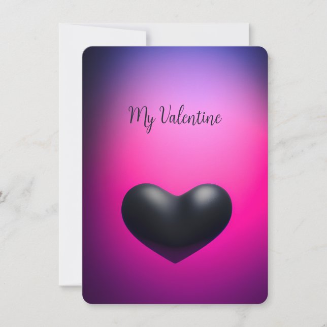 Black Heart Elegant Simple Photo Carte Valentine (Devant)
