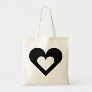 Black Heart on Heart Tote Bag Tragetasche