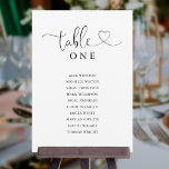 Black Heart Script Table Number Seating Chart Einladung<br><div class="desc">These elegant black and white heart script double-sided table number seating chart cards are perfect for all celebrations. Designed by Thisisnotme©</div>