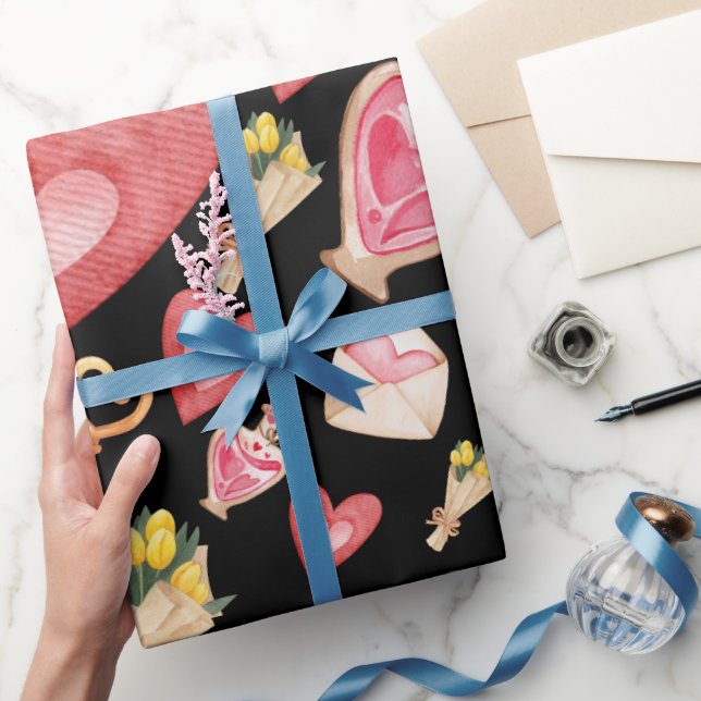 Black Hearts Style Geschenkpapier (Schenken)