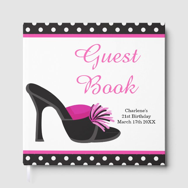 Black Heels Shoes with Black Polka Dots Gästebuch (Vorderseite)