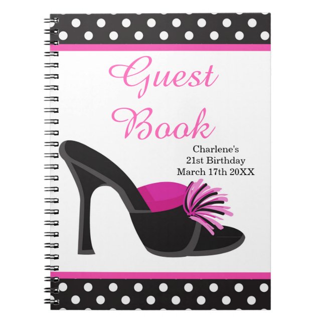 Black Heels Shoes with Black Polka Dots Notizblock (Vorderseite)