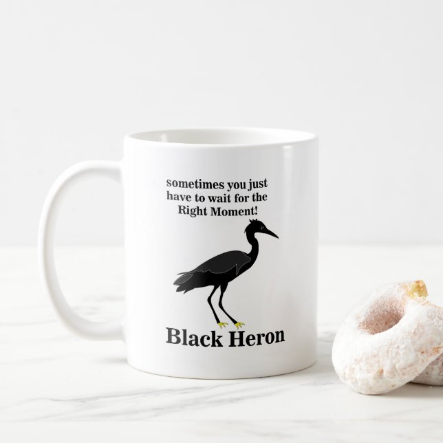 Black Heron Egret Bird Wildlife Kaffeetasse (Mit Donut)