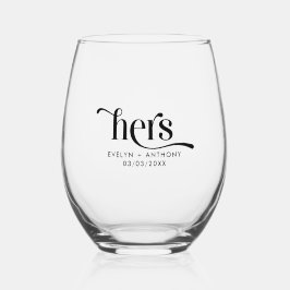 Black Hers Elegantes Typografie-Design Weinglas Ohne Stiel