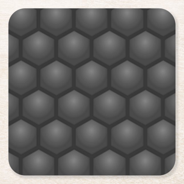 BLACK HEXAGON PATTERN RECHTECKIGER PAPPUNTERSETZER (Vorderseite)