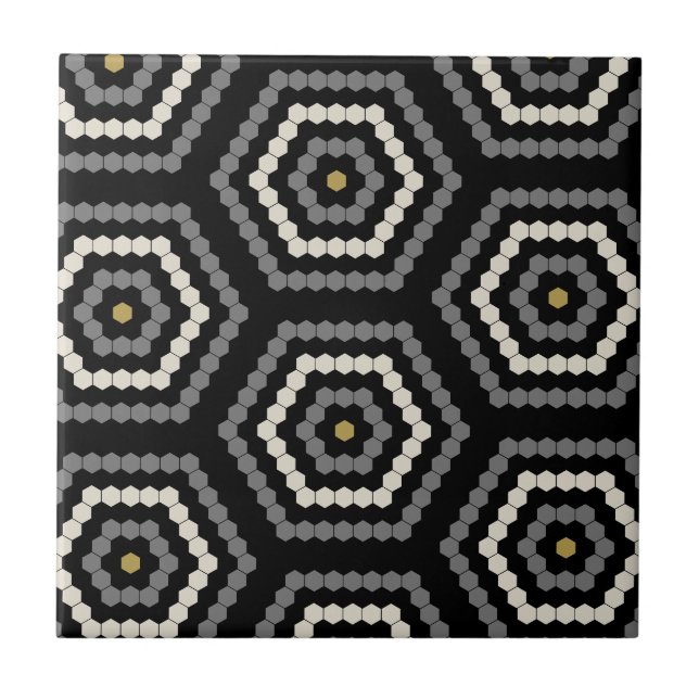 Black Hexagon Penny Hex Tile Pattern Fliese (Vorderseite)