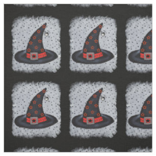 Black Hexenhut Spider Orange Black Stars Stoff