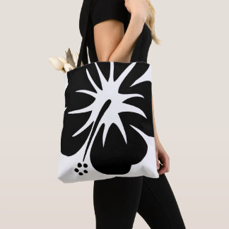 Black Hibiskus Tote Bag Tasche