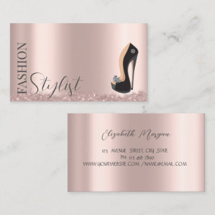 Black High Heels Rose Gold Business Card Visitenkarte