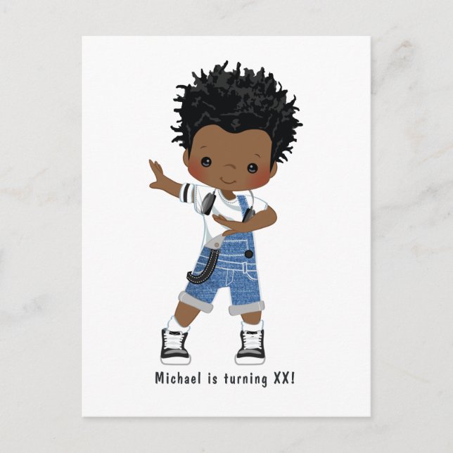 Black Hip Hop Rap Boy Break Dancer Birthday Party Postkarte (Vorderseite)