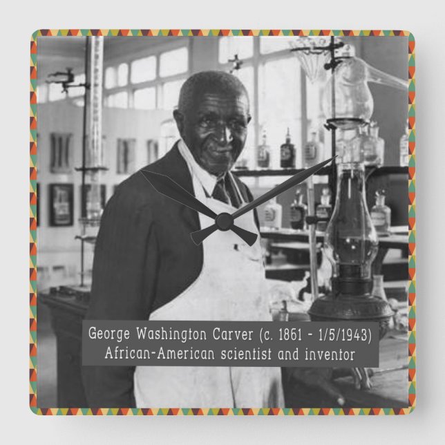 Black History Clock: George Washington Carver Quadratische Wanduhr (Vorderseite)
