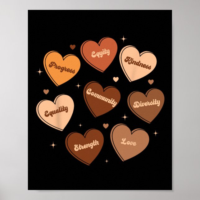 Black History Fists Diversity Equity Melanin Afric Poster (Vorne)