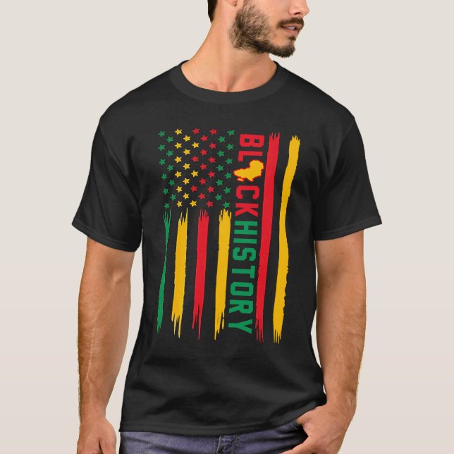 Black History In USA Flag American Grow African Ro T-Shirt (Vorderseite)