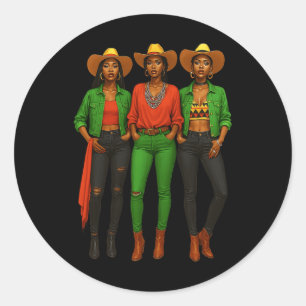 Black History Juneteente African Melanin Cowgirl S Runder Aufkleber