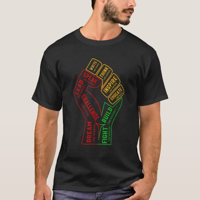 Black History Monat Inspirierend Black Leaders Pow T-Shirt (Vorderseite)