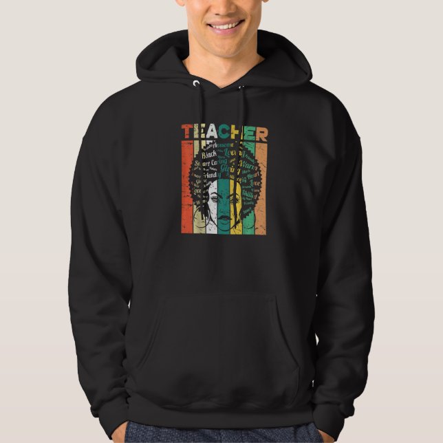 Black History Monatslehrerin Schwarze Frau Afro Re Hoodie (Vorderseite)