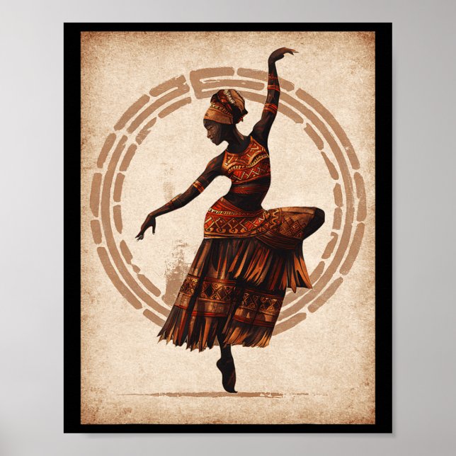 Black History Mont Black Woman Tribyl Dancing Jun Poster (Vorne)