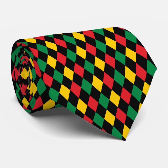 Black History Mont Harlequin Diamond Muster Krawatte (Gerollt)