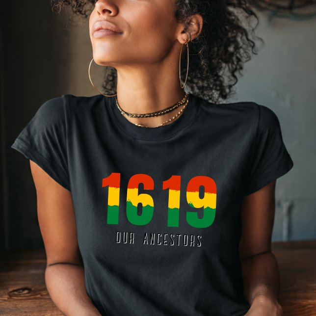 Black History Month 1619 Afro Flag T - Shirt (Von Creator hochgeladen)